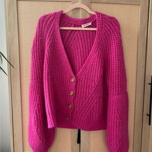 Ulla Johnson Fuchsia Button-Up Cardigan